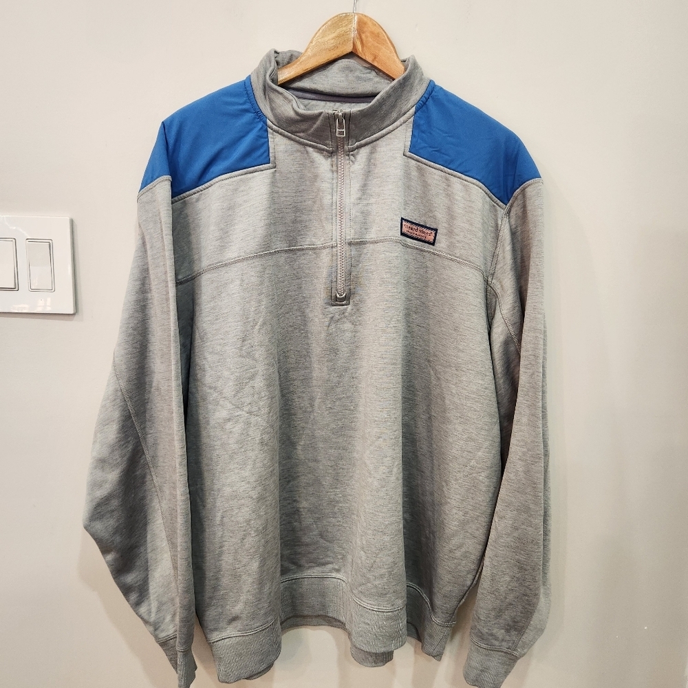 Vineyard Vines Pullover Mens 2XL Gray Performance Quarter Zip Sweater Golf